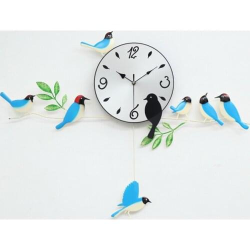 A060 wall clock clocks painting birds home decor decoration new design swing garden blue orange red