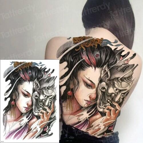 Big Large Full Back Chest Tattoo Sticker Geisha Dragon Tiger Tattoos Body Art Temporary Waterproof Tatoo for Women Men Tattoo