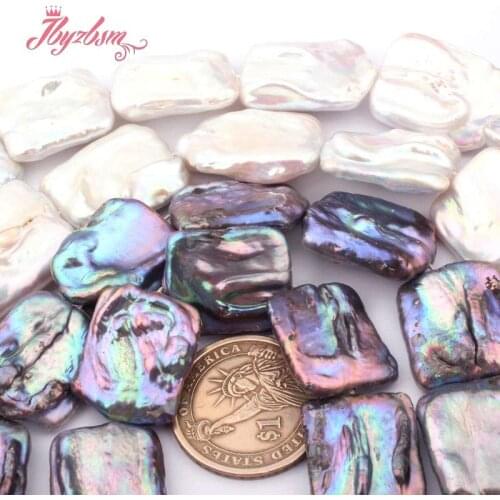 15x18-18x23mm Rectangle Freshwater Pearl Beads Natural Stone Beads For DIY Necklace Bracelet Earring Jewelry Making Strand 15"