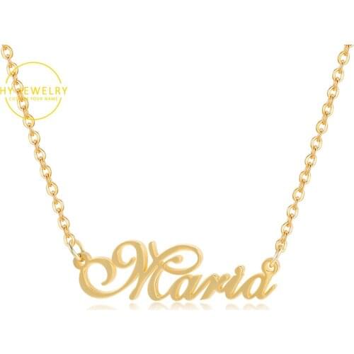 Personalized Name Necklace Handmade Customized Cursive Font Nameplate Pendant Stainless Steel Chain Charm Jewelry Birthday Gifts