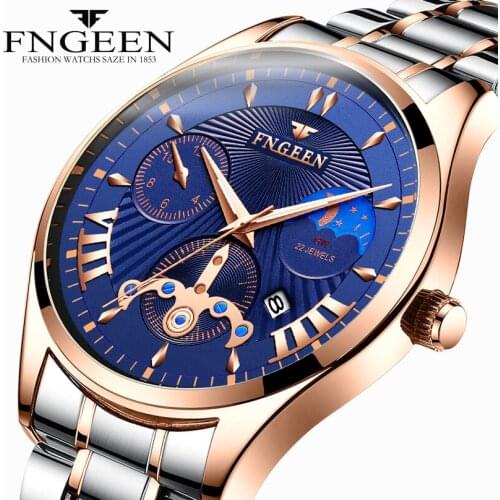 New style Fashion Business Mens Quartz Wristwatch Moon and Star Fashion Luxury Male Watch Men Relogio Masculino reloj hombre