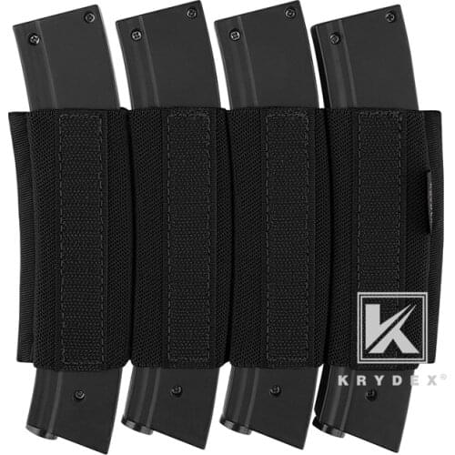 KRYDEX Spiritus Style Quadruple Elastic Built-in Magazine Holder 7.25"*4" Magazine Insert Pouch For Sub Holster Glock MP5 MP7 BK