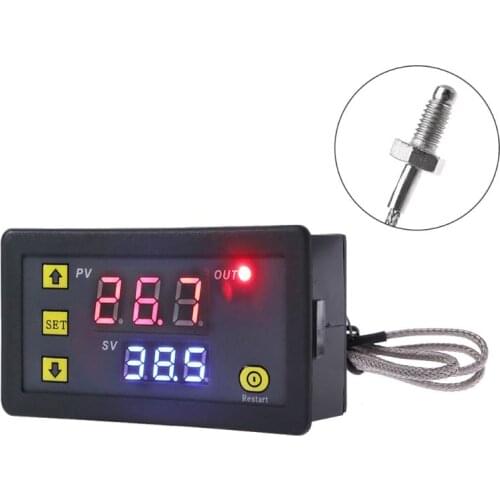 Digital Temperature Controller -60~500 degrees Celsius K-type M6 Probe Thermocouple Sensor Embedded Thermostat
