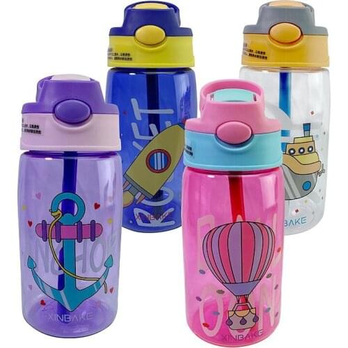 480ML Kids Water Cup Cartoon Water Bottle With Straw Sport Bottle Hiking Climbing Bottle for Water Children Healthy Drinking