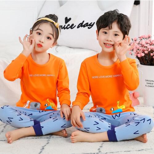 Kids Boys Pajamas Set Baby Girl Sleepwear Autumn Long Sleeve Pajama Cotton Cartoon Home Clothes 2Pcs Nightwear Children Clothing