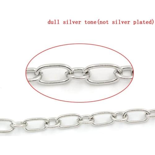 DoreenBeads Iron Based Alloy Open 1:1 Figaro Link Cable Chain Findings Silver Color DIY Making Jewelry 6.5x3.5mm-4x3.5mm,10M