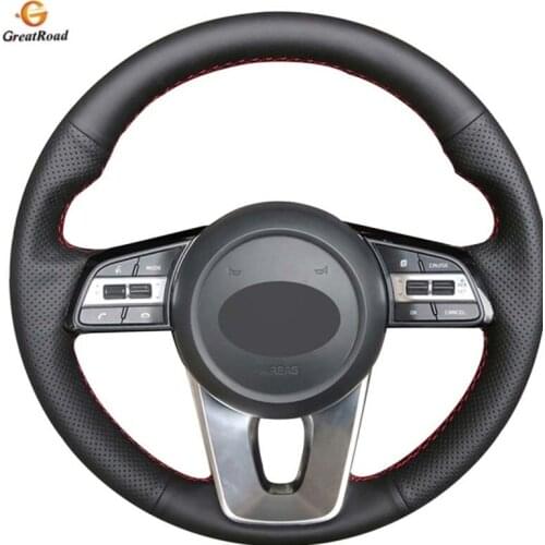 Black PU Faux Leather DIY Hand-stitched Car Steering Wheel Cover for Kia K5 Optima 2019 Cee'd Ceed 2019 Forte Cerato (AU) 2018