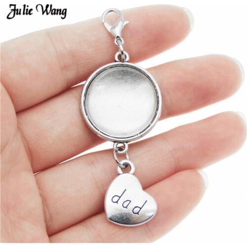 Julie Wang Alloy Wedding Bouquet Photo Charm Memorial Dad Mom Pendant Bridal Round Jewelry Pendants DIY Accessory
