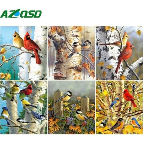 AZQSD Painting By Number Bird Animal Handpainted Unqiue Gift Coloring By Numbers Tree Handmade Room Decoration