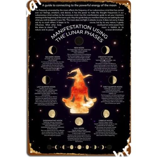 Manifestation Luna Phases Moon Witch Metal Plaque Poster Mural Painting Cinema Wall Cave Printing Tin Sign Poster