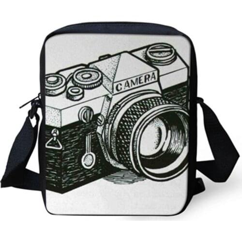 ELVISWORDS Fashion Flower Camera Printed Messenger Bags For Women Casual Shoulder Bags Girls Crossbody Bag Travel Handbags Bolsa