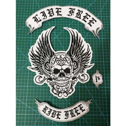 MOTORCYCLE PATCHES BADGES OF JACKET VEST GARMENT RIDE FREE SKULL PATCHES SWING STICKER APPLIQUES SKULL BADGES SEWING ON PATCHES