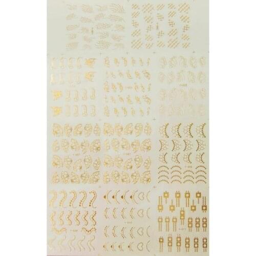 11 PACKS / LOT NAIL TATTOOS STICKER WATER DECAL NAIL ART GOLD SILVER FLOWER SWIRL FAN WHEEL BUTTERFLY KITTEN Y001-011