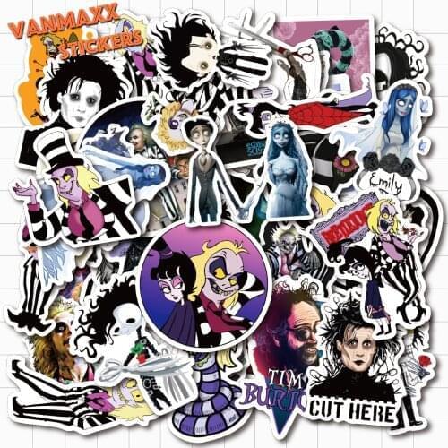 VANMAXX 50 PCS Edward Scissorhands/Corpse Bride Tim Burtons Movies Stickers PVC Decal for Laptop Helmet Bicycle Luggage Car