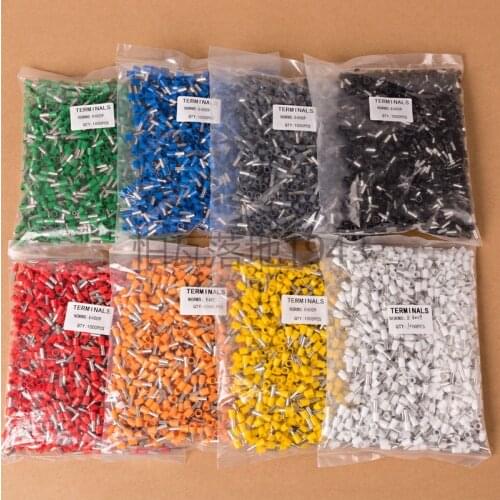 1000pcs E4009 tubular wire connector electrical terminals cable crimps wire ferrules For 4.0mm2, terminal electricos VE4009