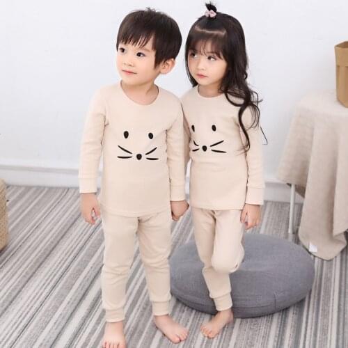 Toddler Grils Boys Clothes Childrens Cotton Pajamas Set Teenagers Sleepwear Baby Nightwear 2PCS Pyjamas For Kids 6 8 10 12Years