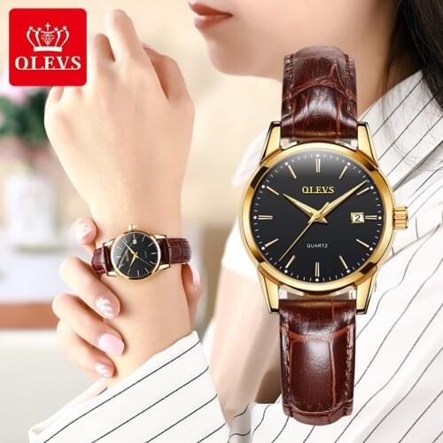 OLEVS Fashion Style Womens Luxury Leather Band Analog Quartz Wrist Watch Ladies Watch Luxury Trend Women Clock gifts