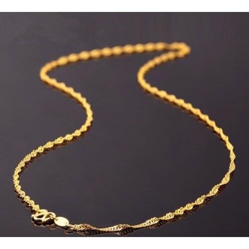 Hot sale 999 Solid 24K Yellow Gold Chain Necklace/ Singapore Chain Necklace/ 2.4g