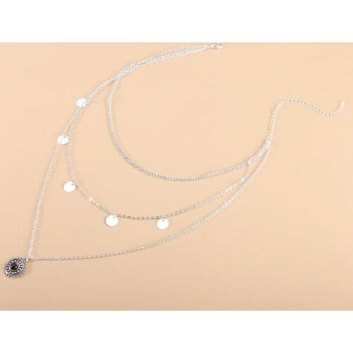 Boho Style Necklace 2021 Fashion New Temperament Necklace Wild Net Red Blade Chain Flat Multi-layer Necklace Womens Sales