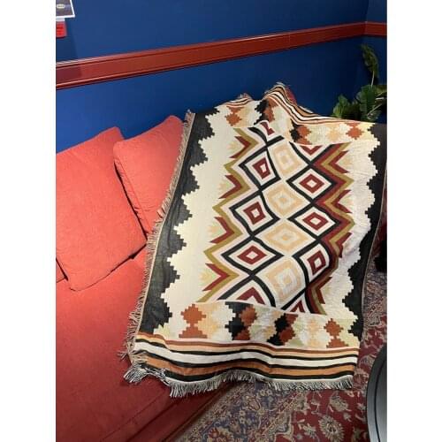 Boho Geometry Throw Blanket for Bed Decorative Sofa Seat Cover for Living Room Slipcover Home Decor