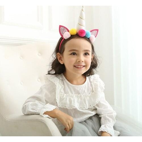 Girls Unicorn Headband Glitter Ears Hairband Baby Girl Unicorn Birthday Party Headbands Kids Hair Accessories
