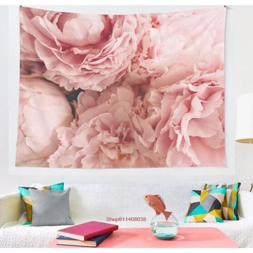 Pink Peony tapestry Art Tapestry Ins Tapestry Household Bedside Decoration Cloth Hanging Tapiz