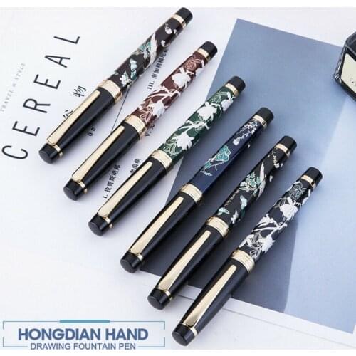 New HongDian Hand-Drawing Fountain Pen Blue Magpie Nib EF Nib Fountain-Pens Gift Office Business Writing Stationery Supply