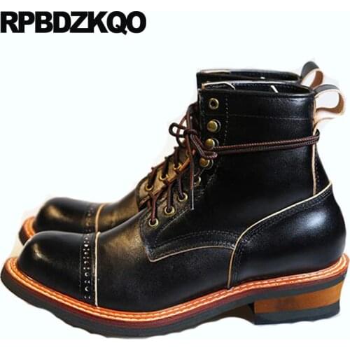 Handmade Real Leather Dress Genuine Fall Plus Size Ankle Designer Shoes Men High Quality Black Booties Full Grain Boots Oxford