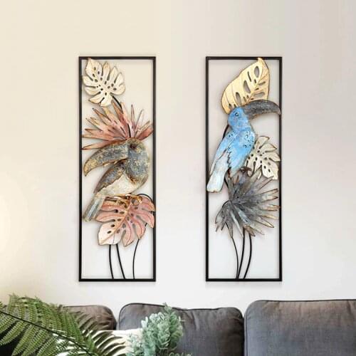 Modern Creative Wrought Iron Wall Hanging 3D Flower Bird Shape Wall Mural Decoration Home Wall Background Animal Ornament Crafts