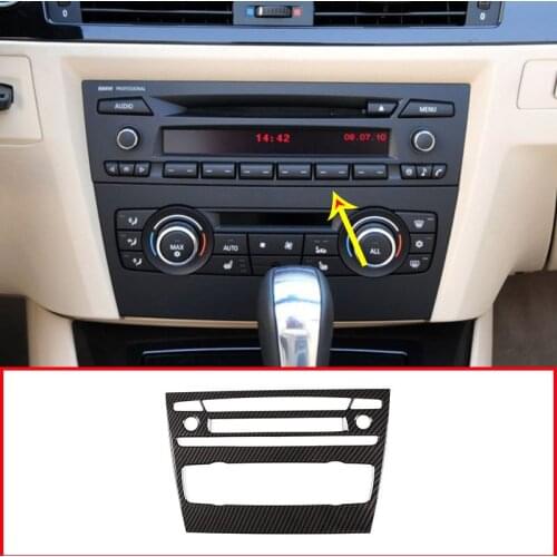 Carbon Fiber Style ABS For BMW E90 3 Series 2005-2012 Car Center Control Air Conditioning Volume Adjustment Decorative FrameTrim
