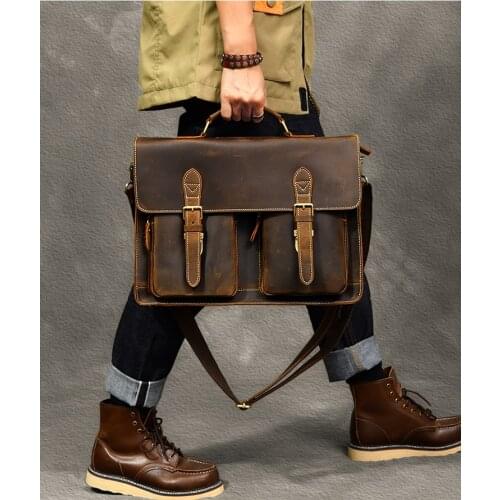 Genuine Leather Messenger Bag Shoulder Handbag Bags Business Briefcase for Teenager Large Cross Body Bag Travel Casual Tote New