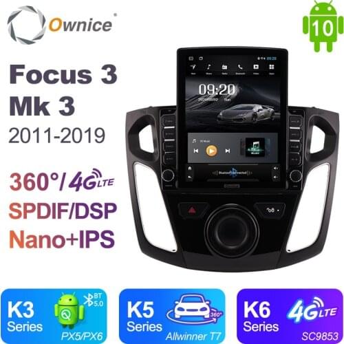 Tesla Style 9.7" PX6 4G+64G ROM Android 10.0 RDS Radio car radio Car DVD Player GPS Glonass For Ford Focus 3 Mk 3 2011 - 2019