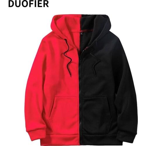 Men Women Zipper Hoodies 2021 Spring Autumn Hip Hop Sweatshirts Fashion Patchwork Unisex Couple Streetwear Man Cool Solid Hoodie