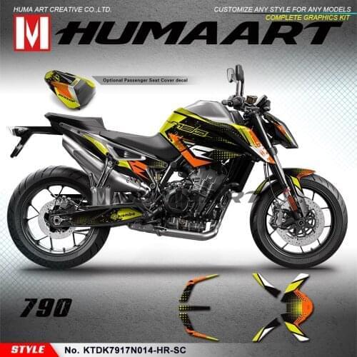 HUMAART Custom Stickers Vinyl Decals Motorbike Decoration Graphics Kit for 790 2017 2018 2019 2020 (Style No.KTDK7917N014-HR-SC)