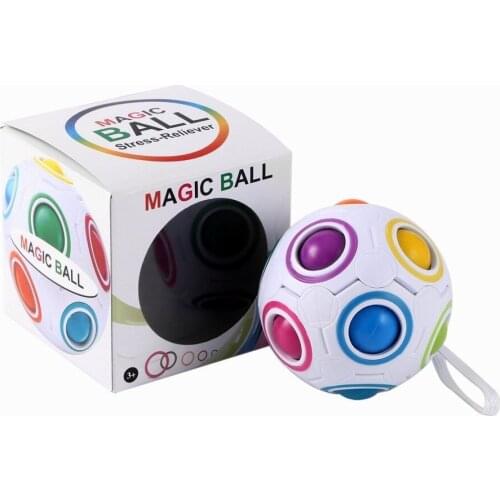 Magic Rainbow Ball massager Cube Speed Rainbow Puzzle Ball Kids Educational Learning Toys for Children Adult Relaxation
