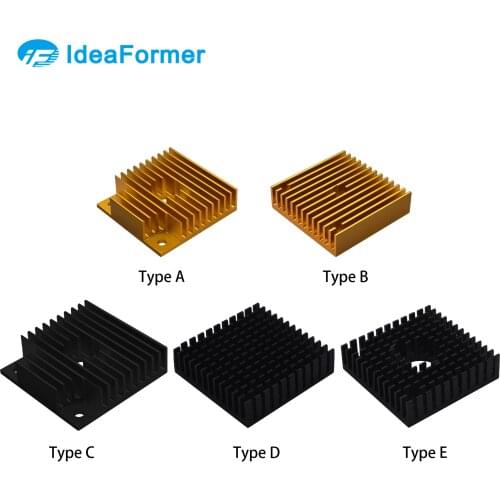 3D Printer Parts Motor Heatsink Black Gold Radiator 40 x 40 x 10mm for 42 stepper motor MK7/MK8 Extruder Aluminum Heat Sink