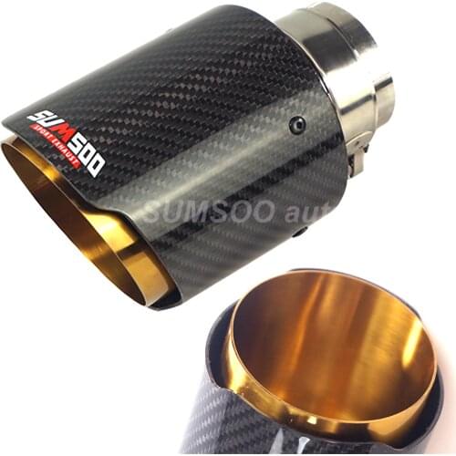 1 pcs New hot sale golden stainless steel carbon fiber sumsoo Logo Exhaust Muffler End Pipe For Universal Carbon Exhaust tips