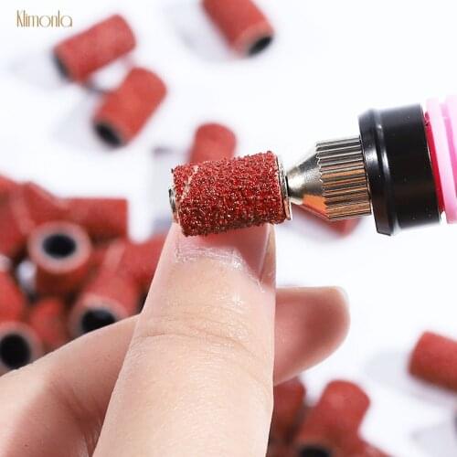 100pcs Brown Sanding Rings For Nail Polish Drill Grinding Nail Manicure Electric Machine Bits Sandpaper Nail Art Tool 80/120/180