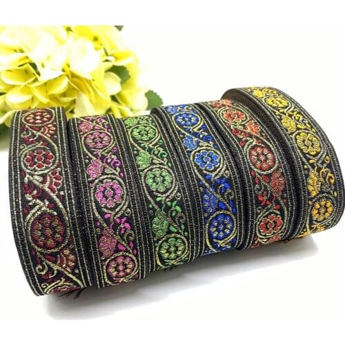 2Yards 25mm Vintage Ethnic Embroidery Lace Ribbon Boho Lace Trim DIY Clothes Bag Accessories Embroidered Fabric Custom