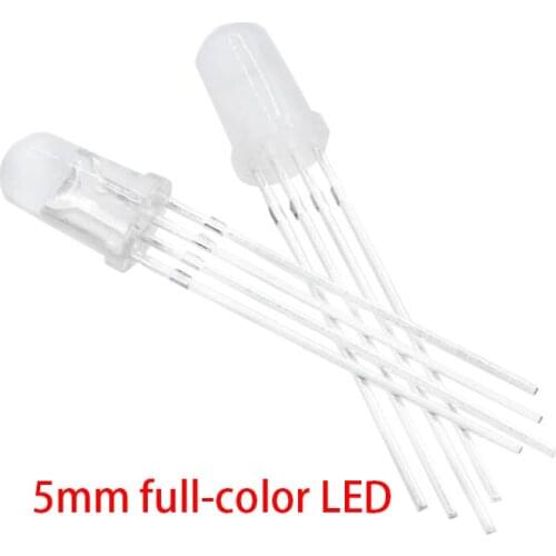 50pcs 5mm full-color LED RGB red, green and blue Four feet transparent highlight color Controllable seven lights Common anode