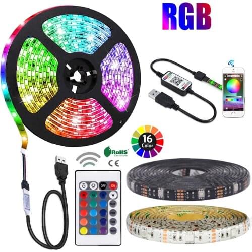 5050 SMD 1M 2M 3M RGB LED Strip Lights 5V USB Neon Diode Tape Ribbon Flexible Stripe Backlight for TV PC Screen Decoration