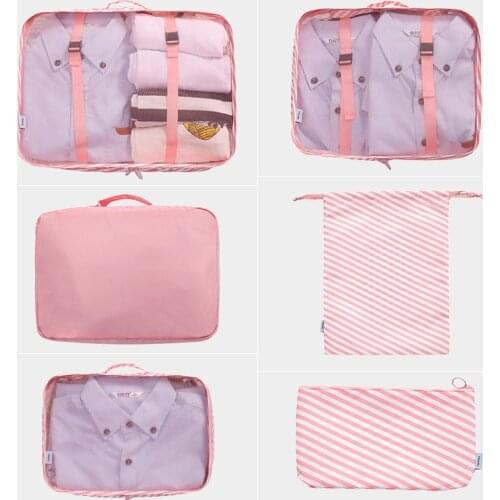6PCS Waterproof High Quality Korean Style Storage Bag Portable Travel Bag Women Multi-function Luggage Bags Duffle Bag Organizer