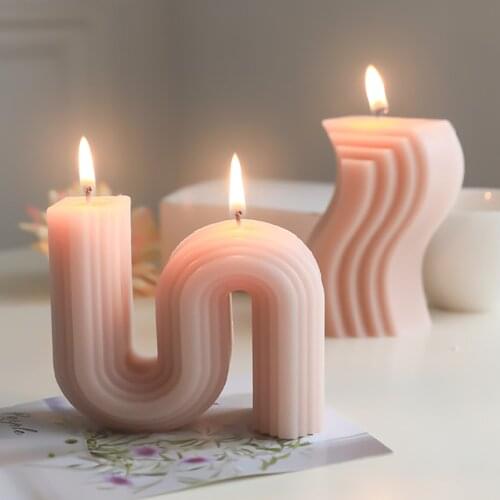 2021 New Scented Candle Silicone Mold Abstract Architectural Geometric Line Wave Handmade Candle Making Tool Home Decoration