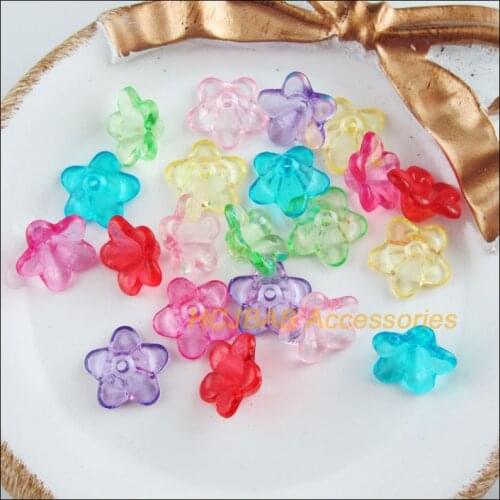 120 New Mixed Morning Charms Acrylic Spacer Beads Mixed Flower 12.5mm