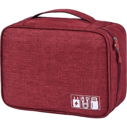 Electronics Accessories Case Compartment Multifunctional Polyester Waterproof Earphone Data Cable Storage Bag Pouch