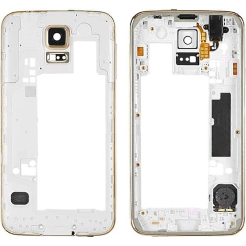 For Samsung Galaxy S5 SM-G900 Silver/Gold Color Rear Back Frame Middle Cover With White/Black Color Ear Speaker Mesh Cover