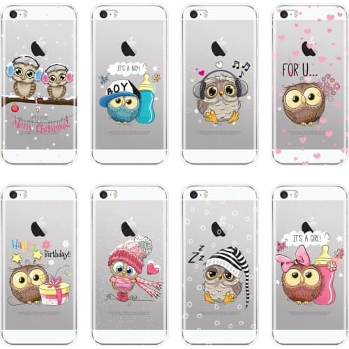 TPU Kawaii Girl Cute Owl Christmas Heart Love Back Cover For iPhone 5C 5S SE 5 S Soft Silicone Phone Case For iPhone 4S 4 S Case