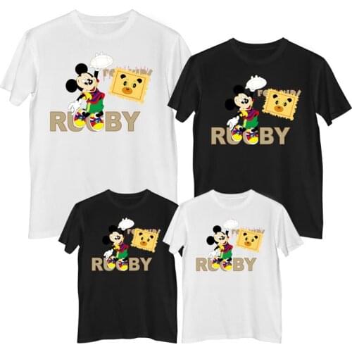 Disney Mickey Mouse T-shirt Summer Comfortable 100%cotton Fashion clothes for teens Mens clothing boy t-shirt shirt father son