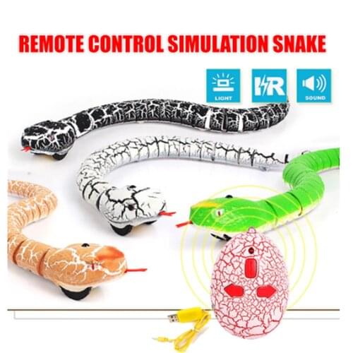 16" Long Rechargeable RC Snake Toy With Interesting Egg Radio Control Realistic Joke Scary Trick Toys 4 colors for Kids Play