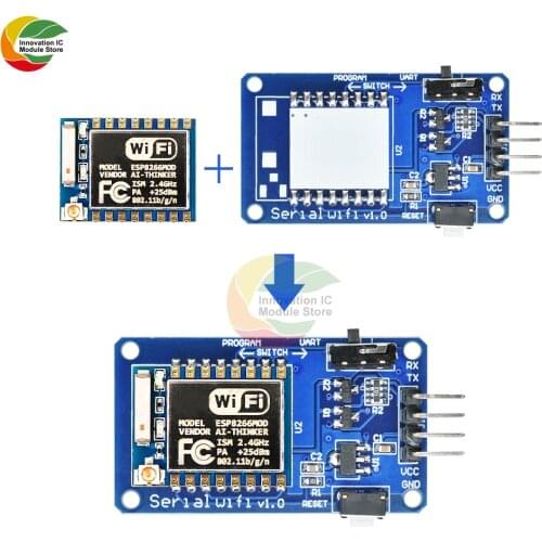 Ziqqucu ESP8266 ESP-07 WIFI Serial Transceiver Wireless Module 8N1 TTL UART Port Controller 2.4GHz IPEX Antenna for Arduino
